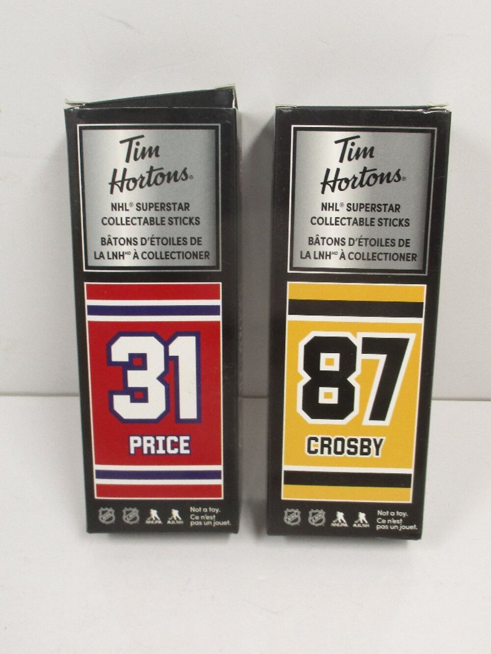2 Tim Hortons Sidney Crosby & Carey Price Collectable Hockey Sticks 2019 NIB